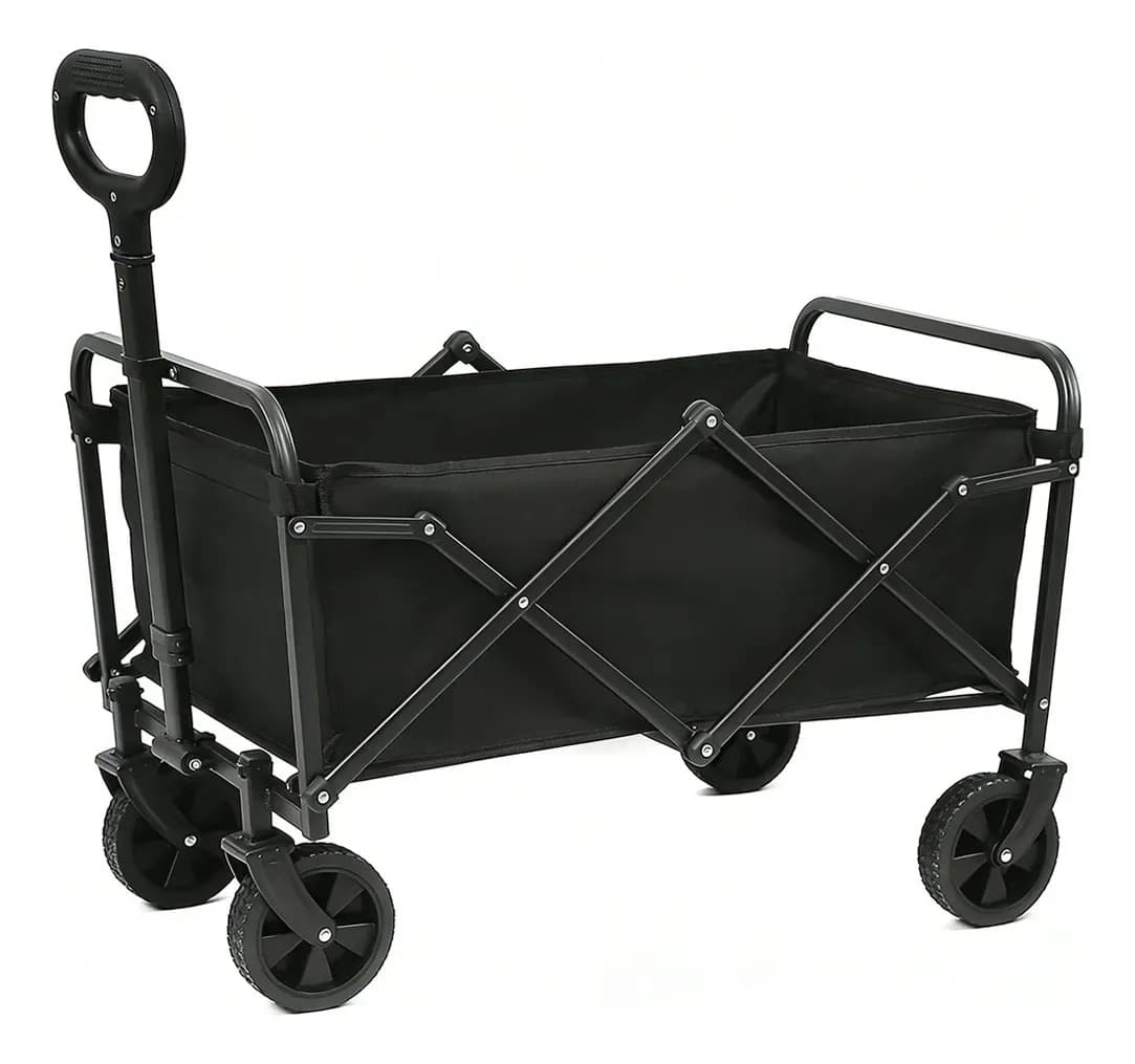 Carrito Camping Plegable Multiuso 100kg Ruedas 360° Negro