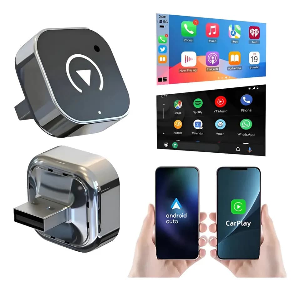 Dongle Usb Carplay Android Auto Inalámbrico 2 En 1 Wifi 2.4/5g Bluetooth 5.0 800+ Modelos Ota Carplay Siri Google Asistente Voz