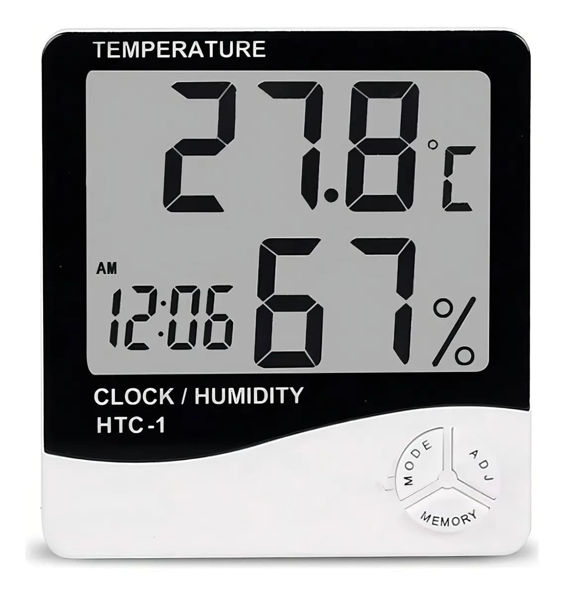 Termometro Ambiental Higrometro Digital Medidor De Temperatura Hidrometro Reloj Alarma Htc-1