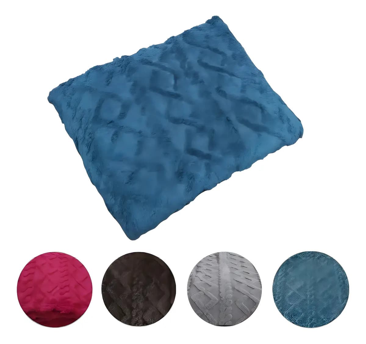 Frazada 2 Plazas Clasico Unicolor Color Azul Diseño De La Tela Relieve