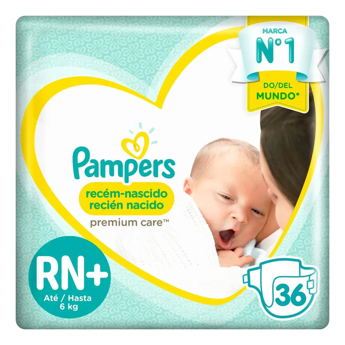Pañales Pampers Premium Care Talle RN+ 36 unidades