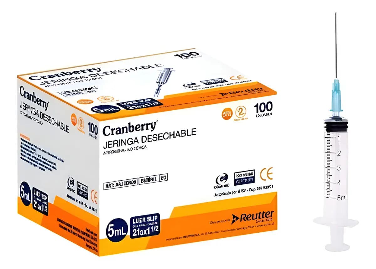 Jeringa Desechable Luer Slip 5cc 21g X 1 1/2 Pack 10 Uds - 5 Ml