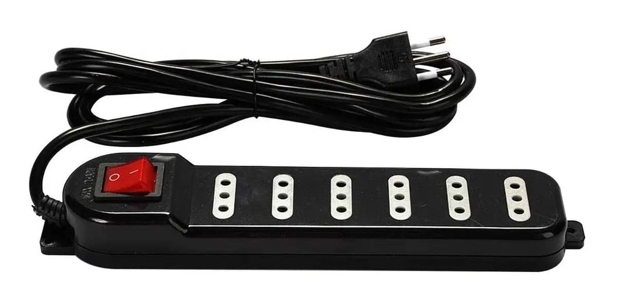 Alargador Corriente Zapatilla Enchufe Múltiple 6 Tomas Sec Macrotel ME-070B Color Negro