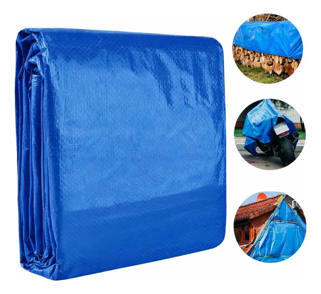Lona Impermeable Azul 4x6m Cubre Auto y Camioneta con Protección UV