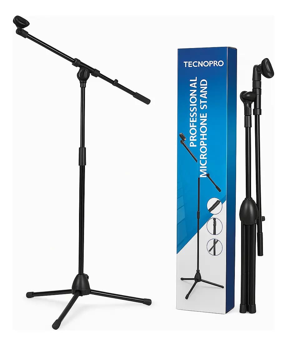 Atril Micrófono Soporte Pedestal Profesional Ajustable Color Negro Tecnopro