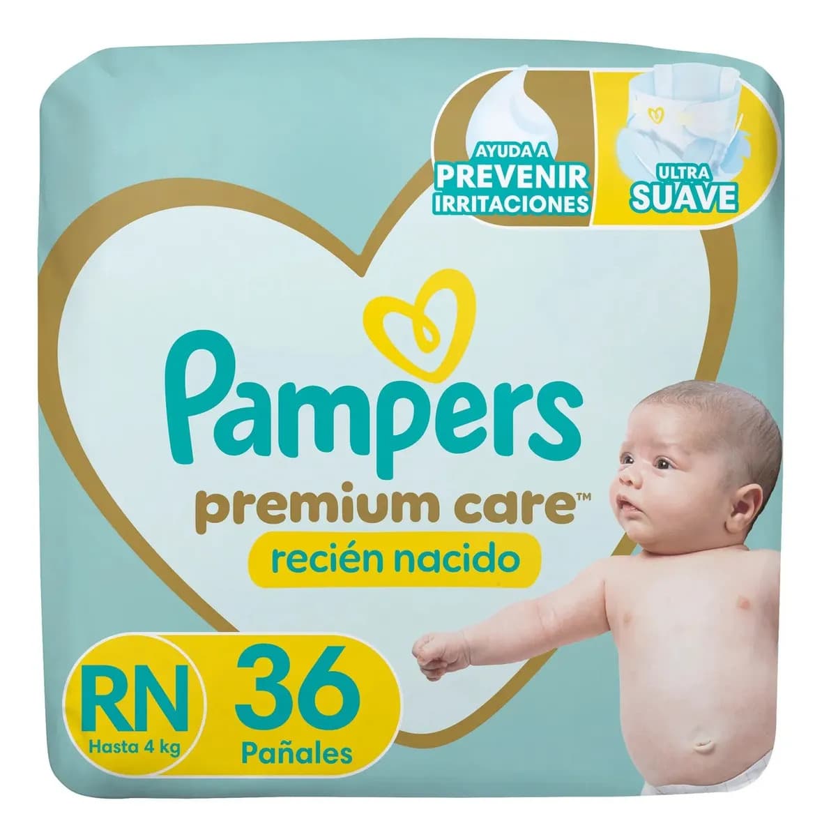 Pañales Pampers Premium Care Talla RN 36 Un