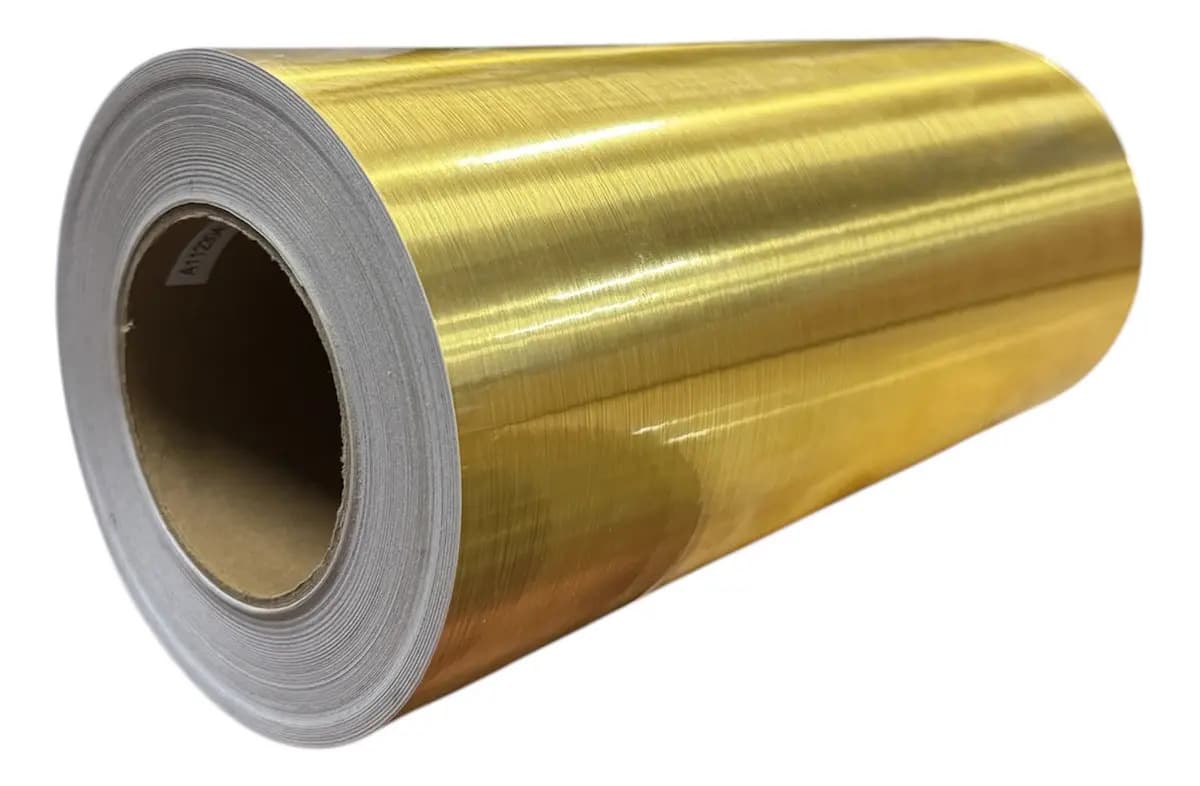 Vinilo Adhesivo De Corte Mate Y Brillante De 30 Cm X 5 Mts Color Dorado Cepillado