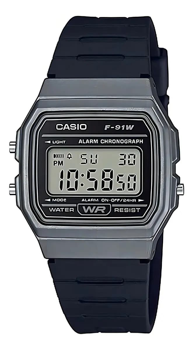 Reloj Casio Collection F-91WM-1B Color de la Correa Negro Color de la Caja Gris