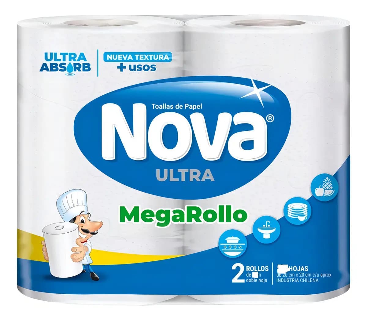 Toalla De Papel Nova Ultra Absorbente Mega Rollo 2