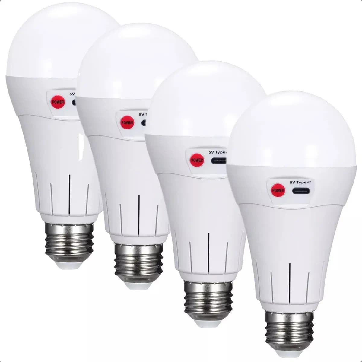 Pack 4 Ampolletas LED Recargables USB E27 10W Luz Blanca Arcashopping