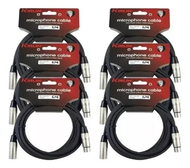 Pack 6 Cables Microfono Xlr De 6 Mts Kirlin