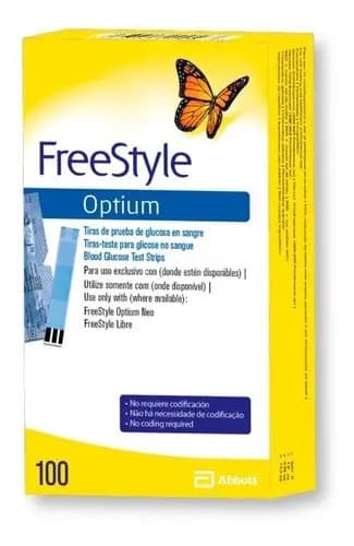 Cinta De Glicemia Freestyle Optium 100 Unidades Color Amarillo