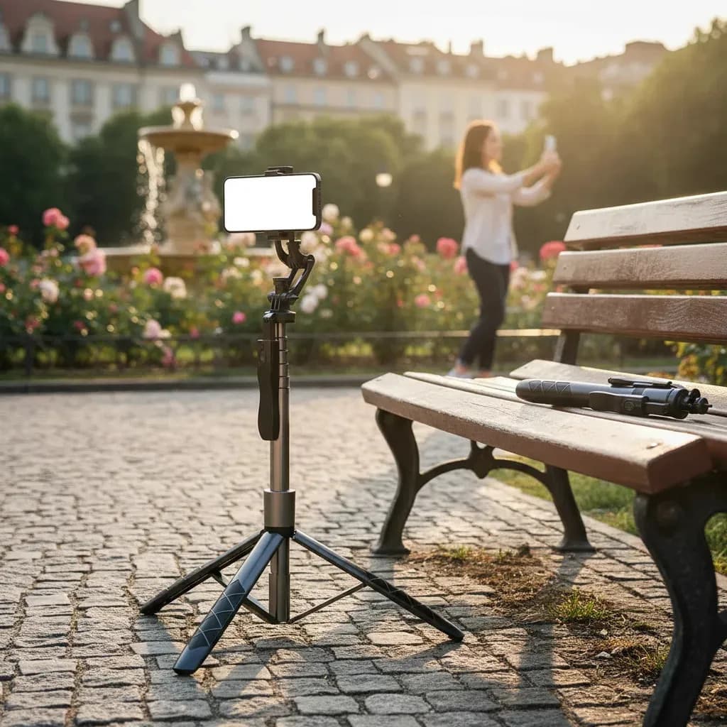 Trípode para Celular y Palo Selfie con Estabilizador, Control Bluetooth y Altura de 1.70 m