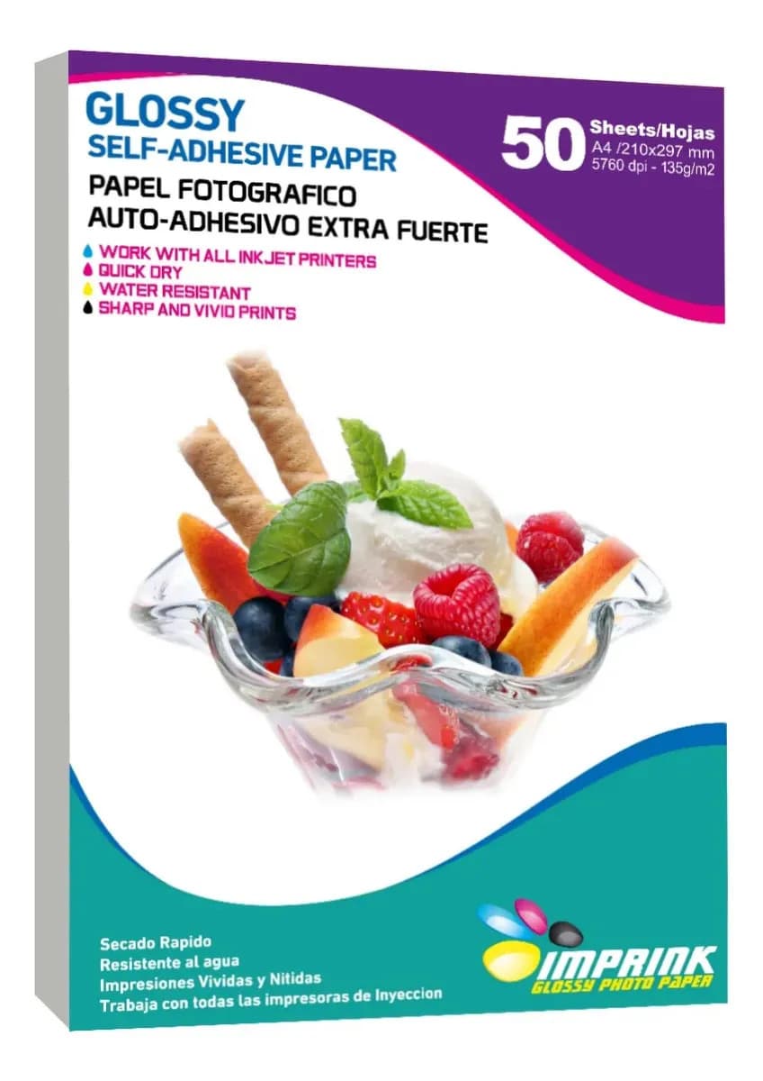 Papel Adhesivo Extrafuerte Glossy Brillante A4/135g/50 Hojas
