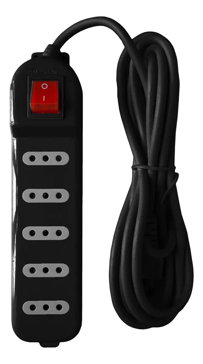 Alargador con Switch 5 Posiciones 3mts Negro Macrotel