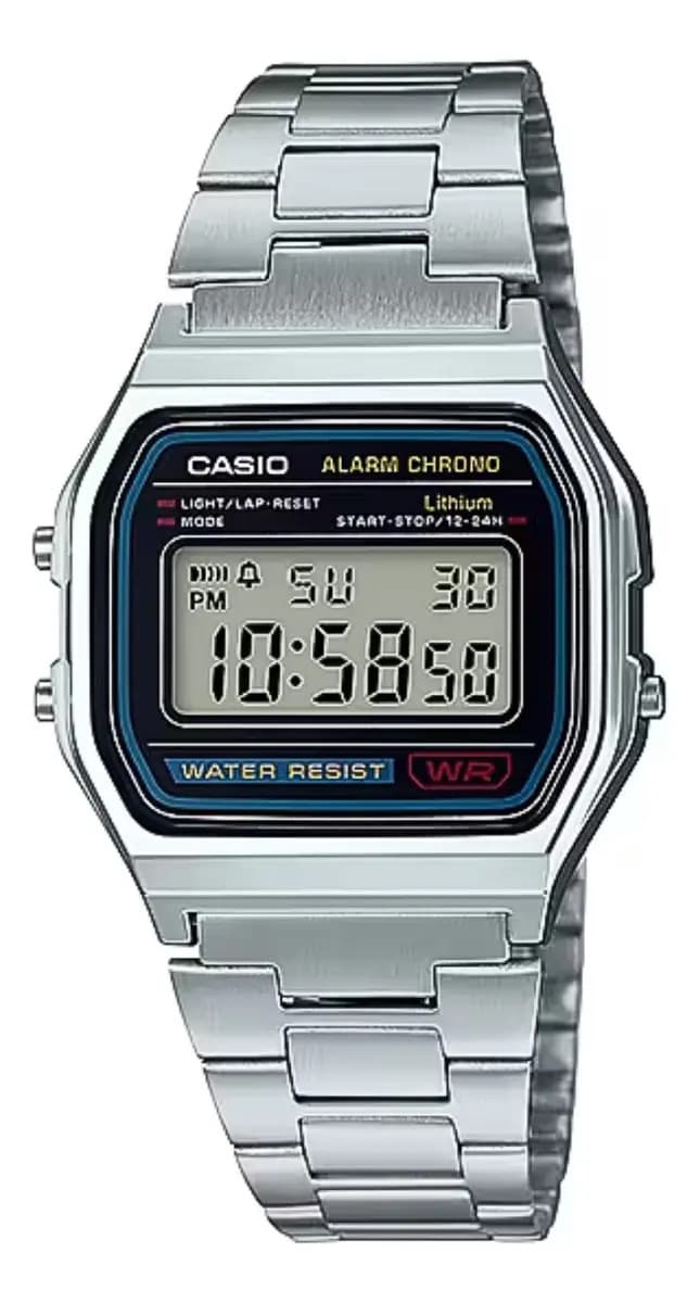 Reloj Casio Japón vintage A158wa-1df plateado digital