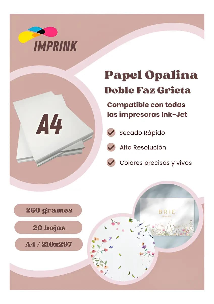 Opalina Texturizada Grieta A4 20 Hojas 260gr Imprink Blanca Textura Grieta