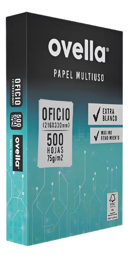 Resma De Papel Ovella Tamaño Oficio 500 Hojas Blanco 75grs