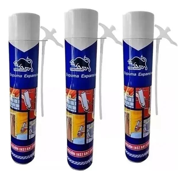 Espuma Expansiva Poliuretano Toro Negro Exterior Pack 3x750ml Blanco