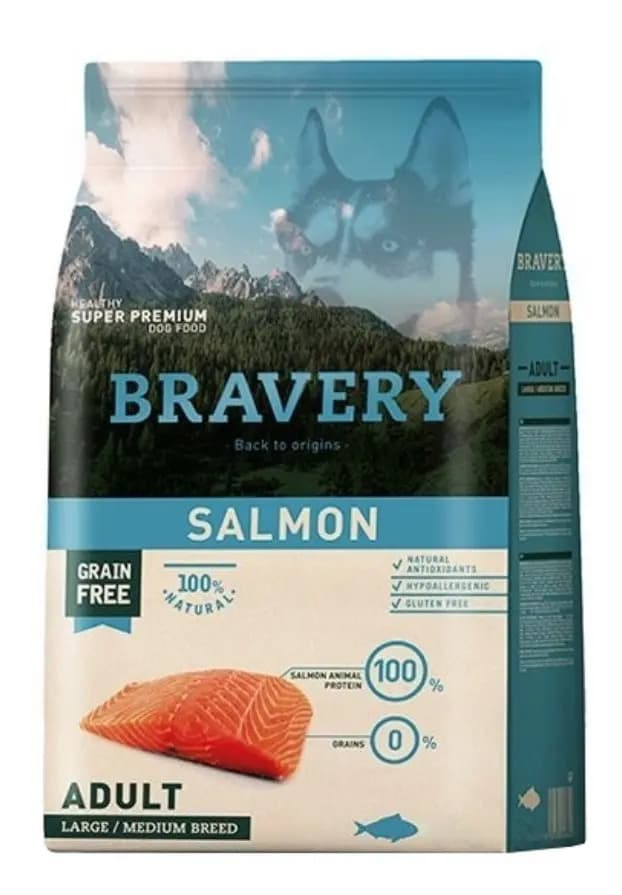 Alimento Bravery Super Premium Adult Dog Large/Medium Breeds para perro adulto de raza mediana y grande sabor salmón de 4 kg