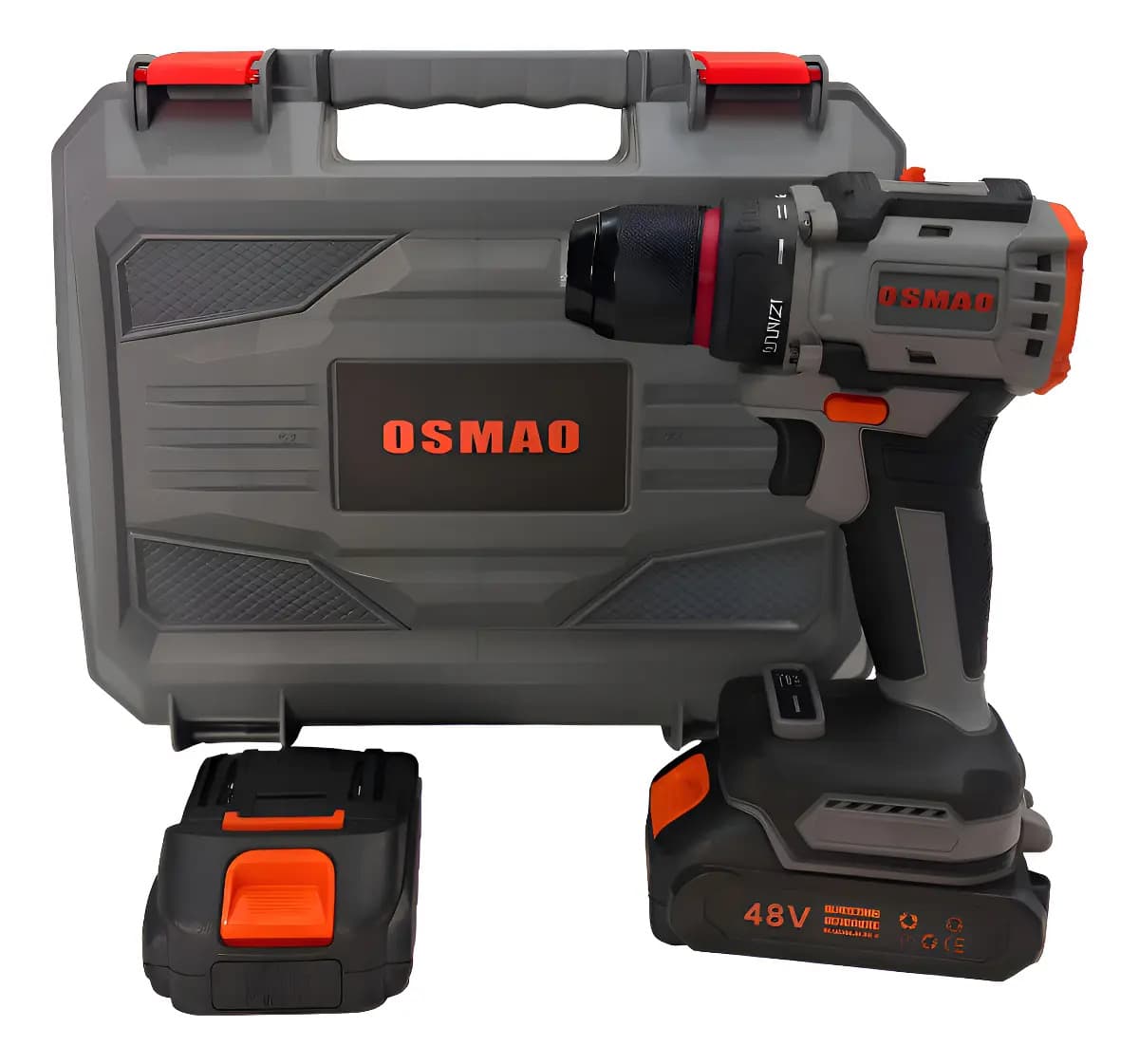 Taladro Inalámbrico Osmao + 2 Baterías + Con Estuche Gris Oscuro 50